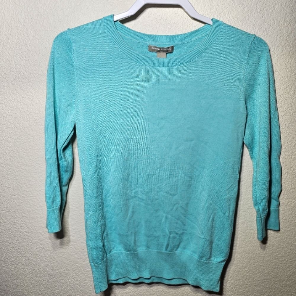 Banana Republic Mint Turquoise Fine Knit Crewneck Sweater Small Office